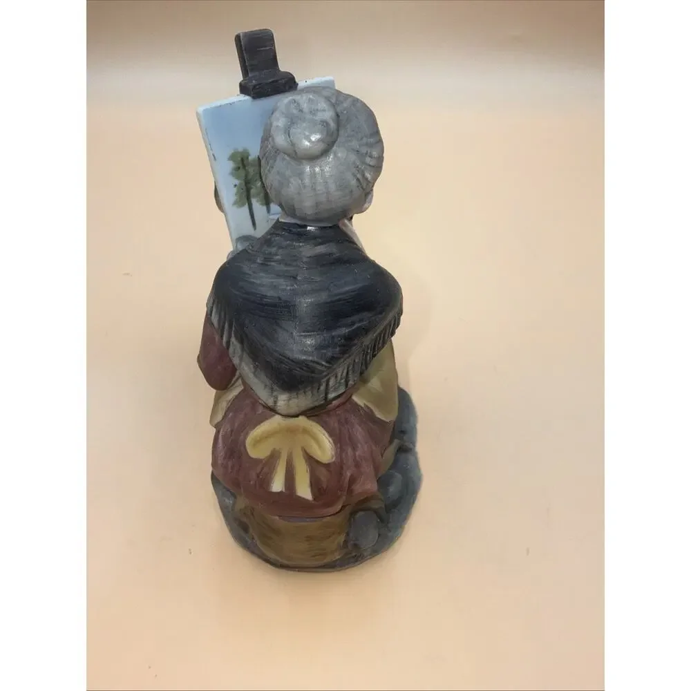 Vintage 70's-80's Arnart Porcelain Figurine Old Woman Outdoor Nature Painter